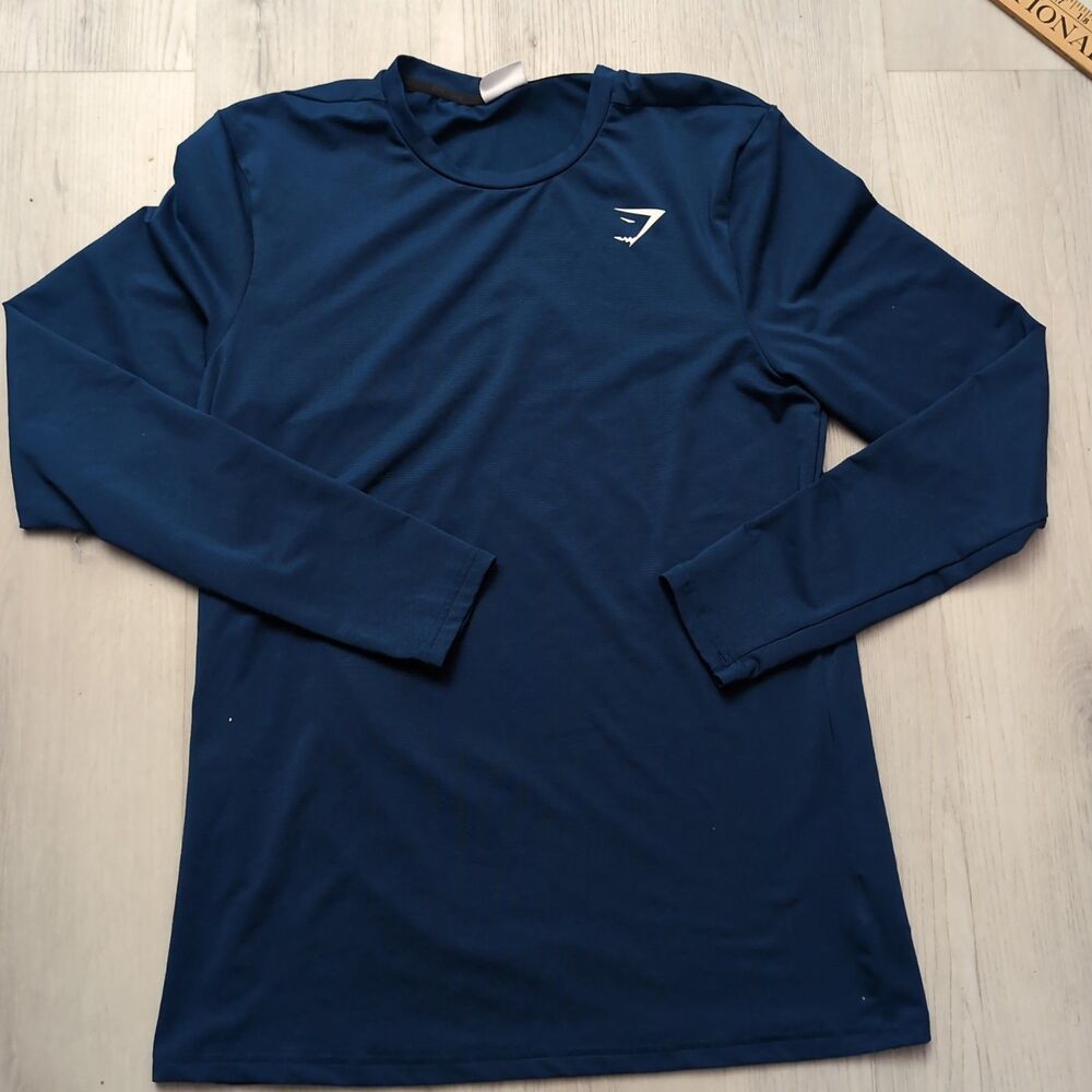 Gymshark Shirt Mens Size Medium Blue Long Sleeve Gymshark Athletic Tee Shirt